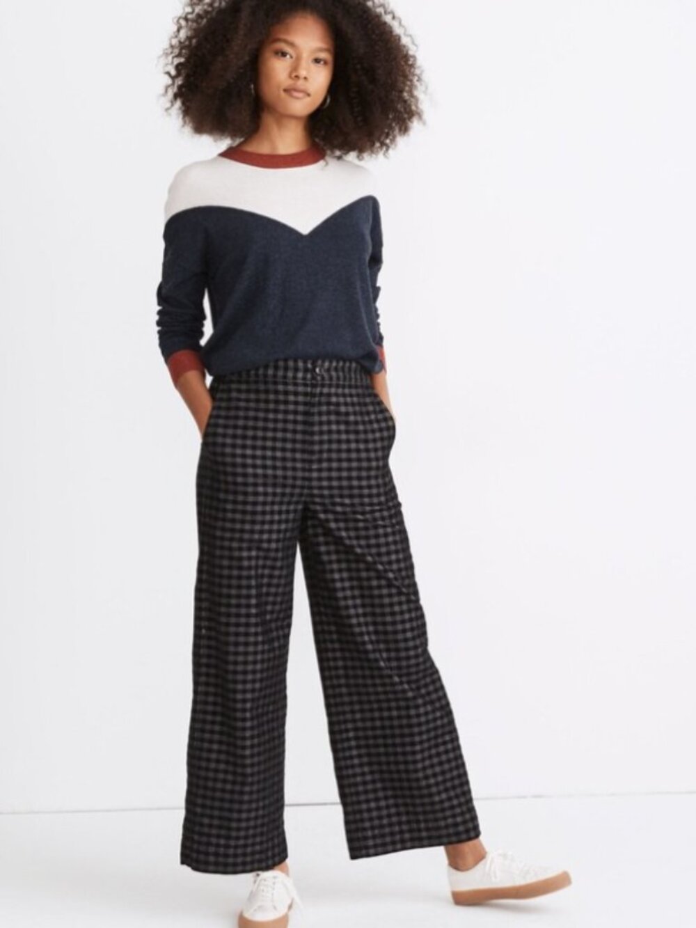 Madewell Huston Button-Front Ankle Pants in Checked Corduroy size Small